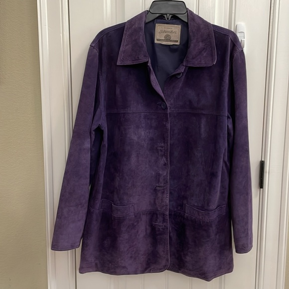 ST JOHNS BAY purple leather jacket.  L - Picture 12 of 12